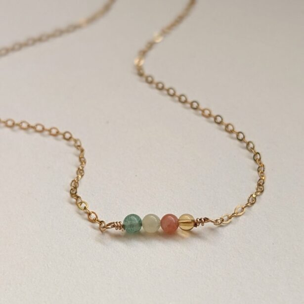 Family Necklace with Semi-Precious Stones