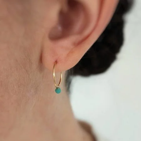 Anneaux avec billes turquoises - Peasejewelry