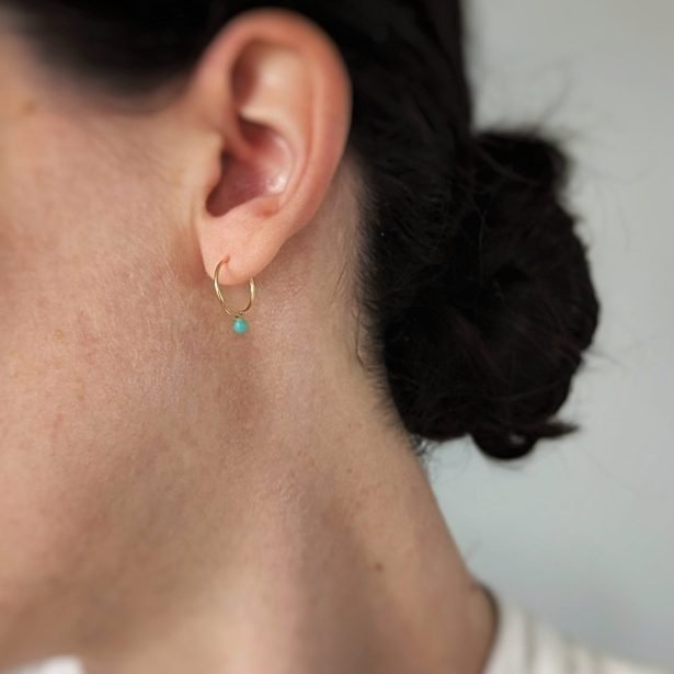 Anneaux avec billes turquoises - Peasejewelry