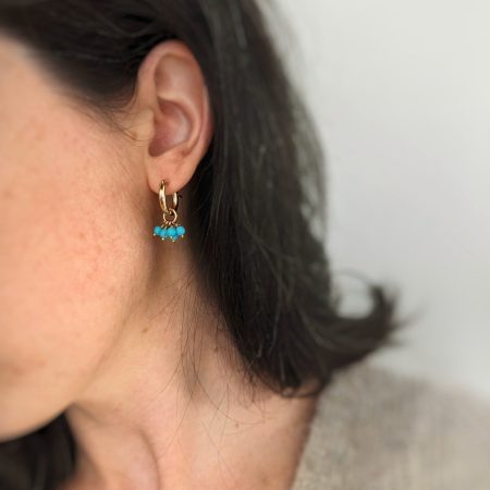 Anneaux d'oreilles Adara- Grappe de pierres de turquoise - Peasejewelry