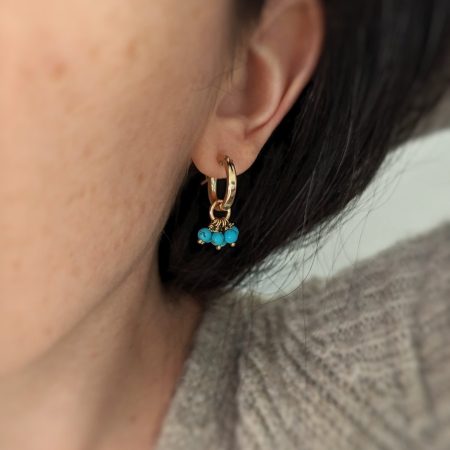 Anneaux d'oreilles Adara- Grappe de pierres de turquoise - Peasejewelry