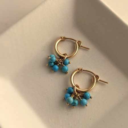 Anneaux d'oreilles turquoises en grappe - Peasejewelry