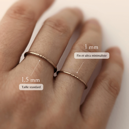 Bague 1 mm - message secret personnalisé - Peasejewelry