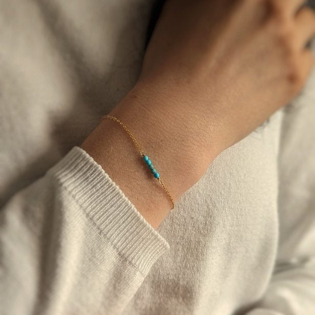 Bracelet avec pierres de turquoises - Peasejewelry