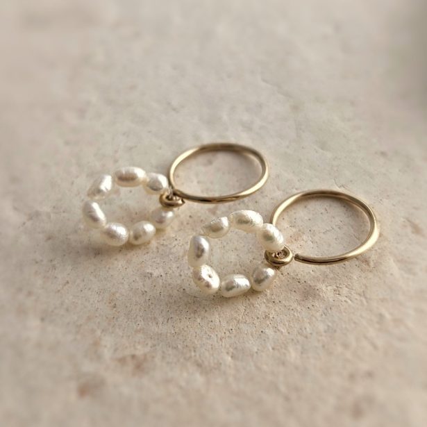 Dormeuses cercles de perles baroques - Peasejewelry