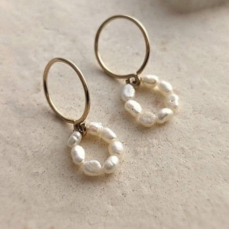 Dormeuses cercles de perles baroques - Peasejewelry