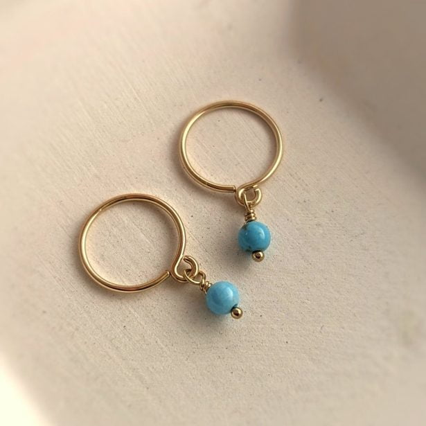 Dormeuses pierre turquoise - Peasejewelry