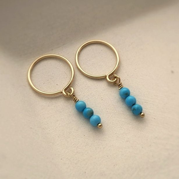 Dormeuses Selene - Pierres de turquoises - Peasejewelry