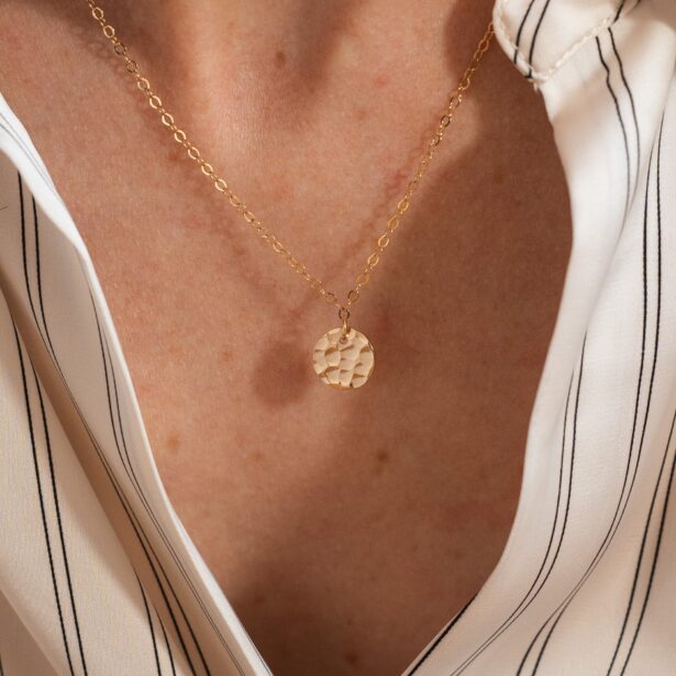 Margot Necklace - Simple hammered disc