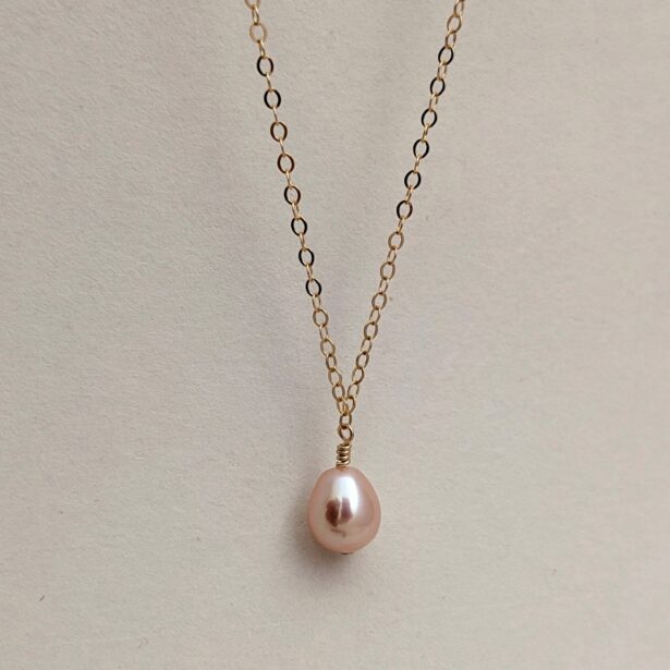 Collier Aveline - Grosse perle rose